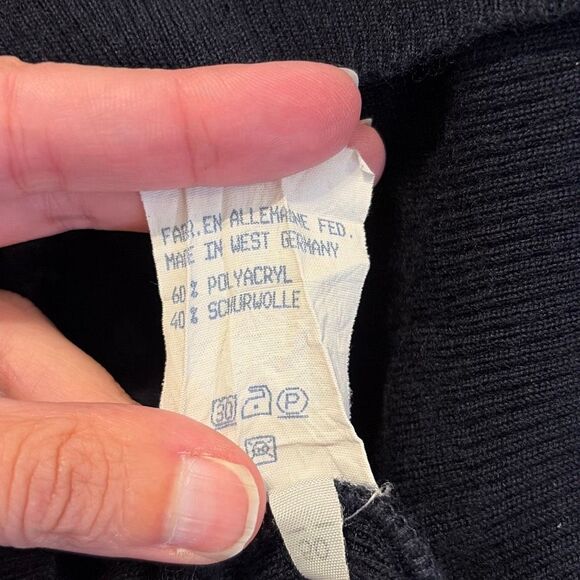 Vintage Breidhof West Germany Wool Navy Blue V-Neck Sweater Vest Medium - Picture 5 of 6